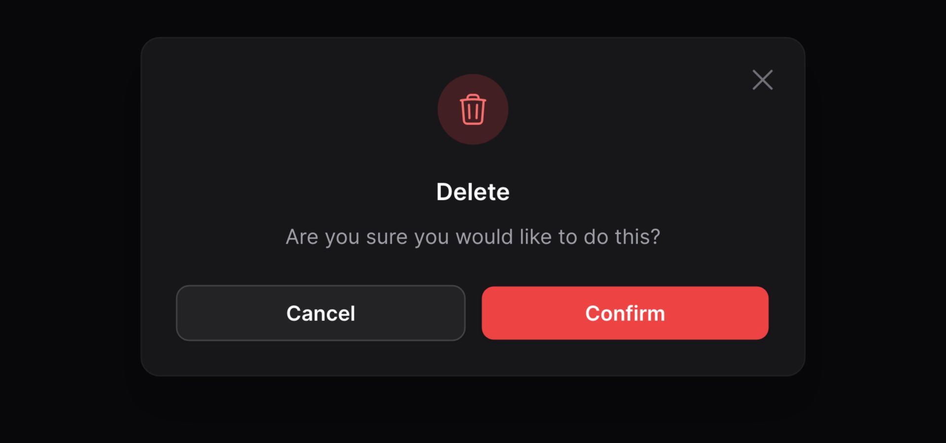 Confirmation modal with icon