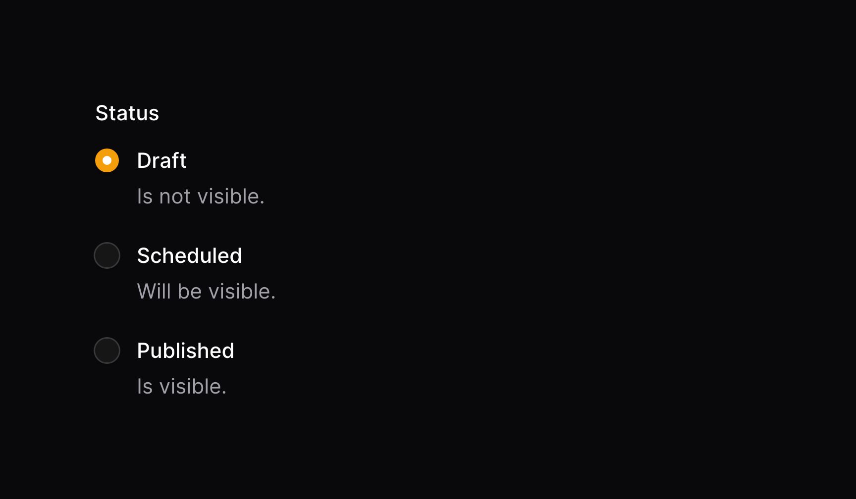 Radio with option descriptions
