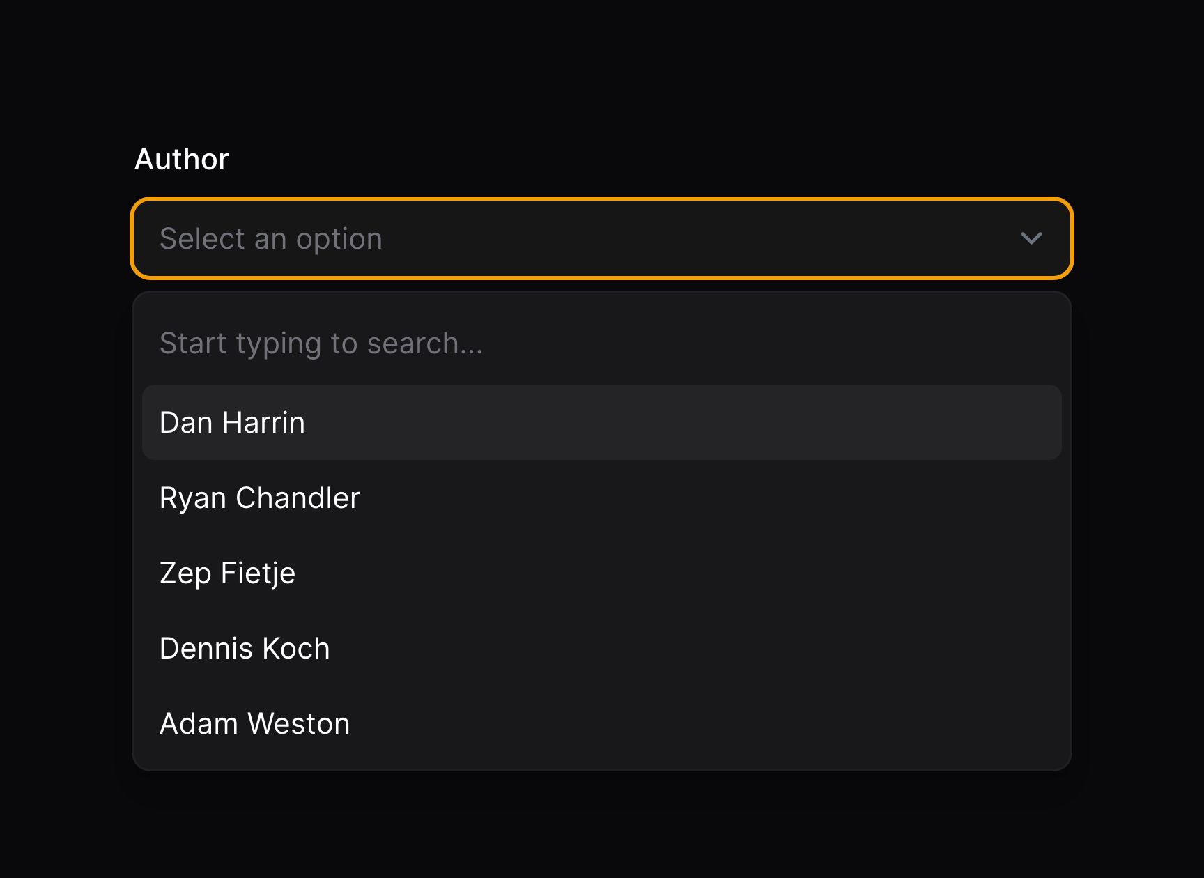 Searchable select