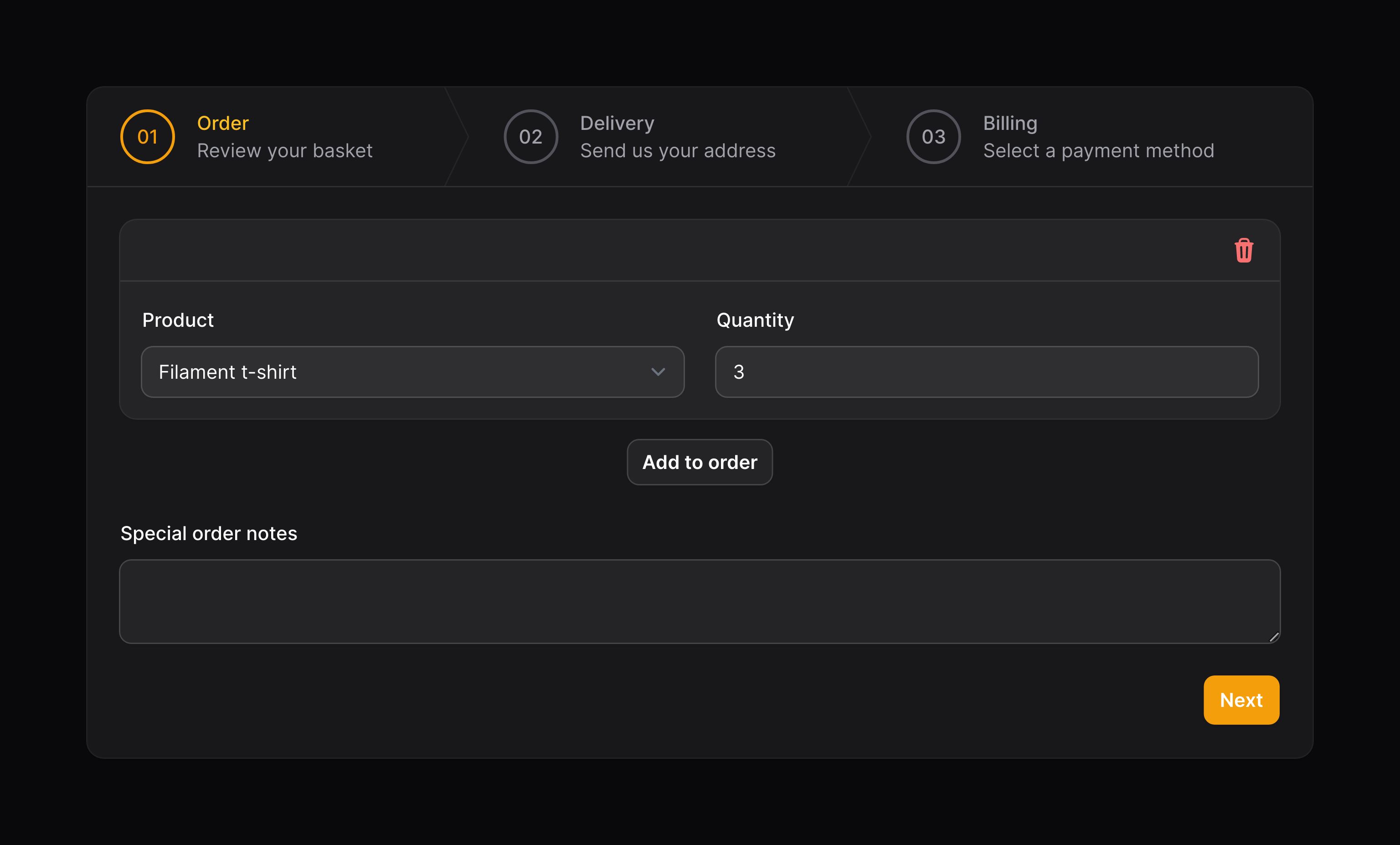 Wizard with step descriptions