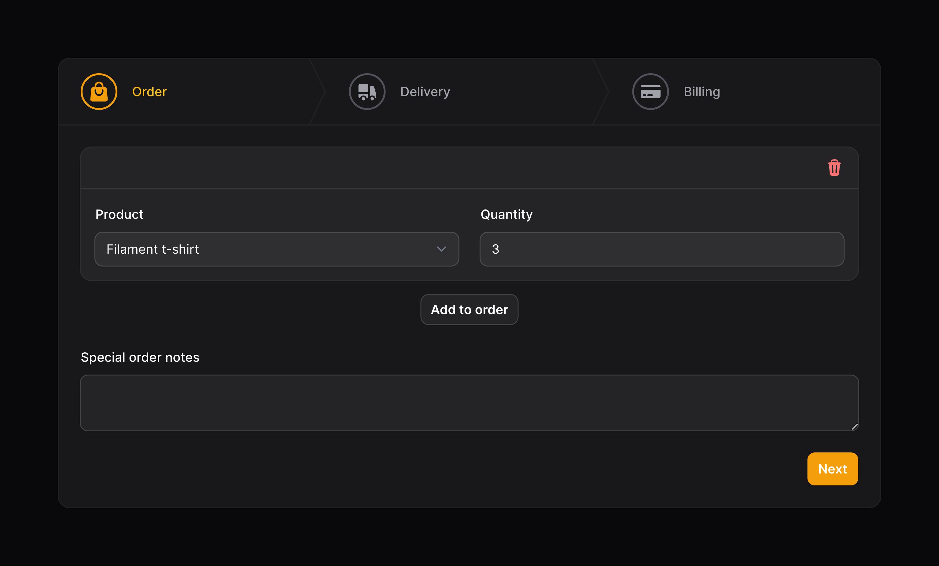Wizard with step icons