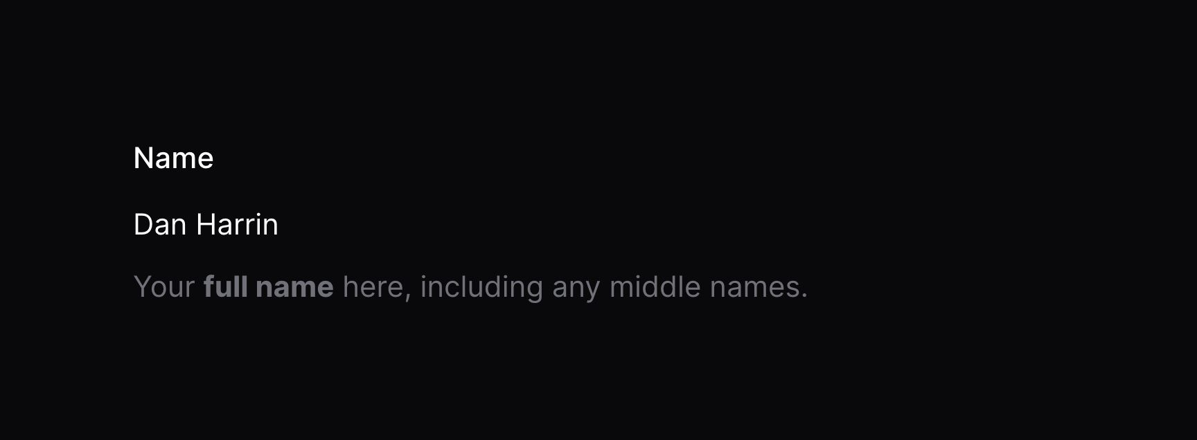 Entry with helper text