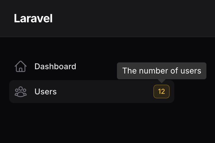 Navigation item with badge tooltip