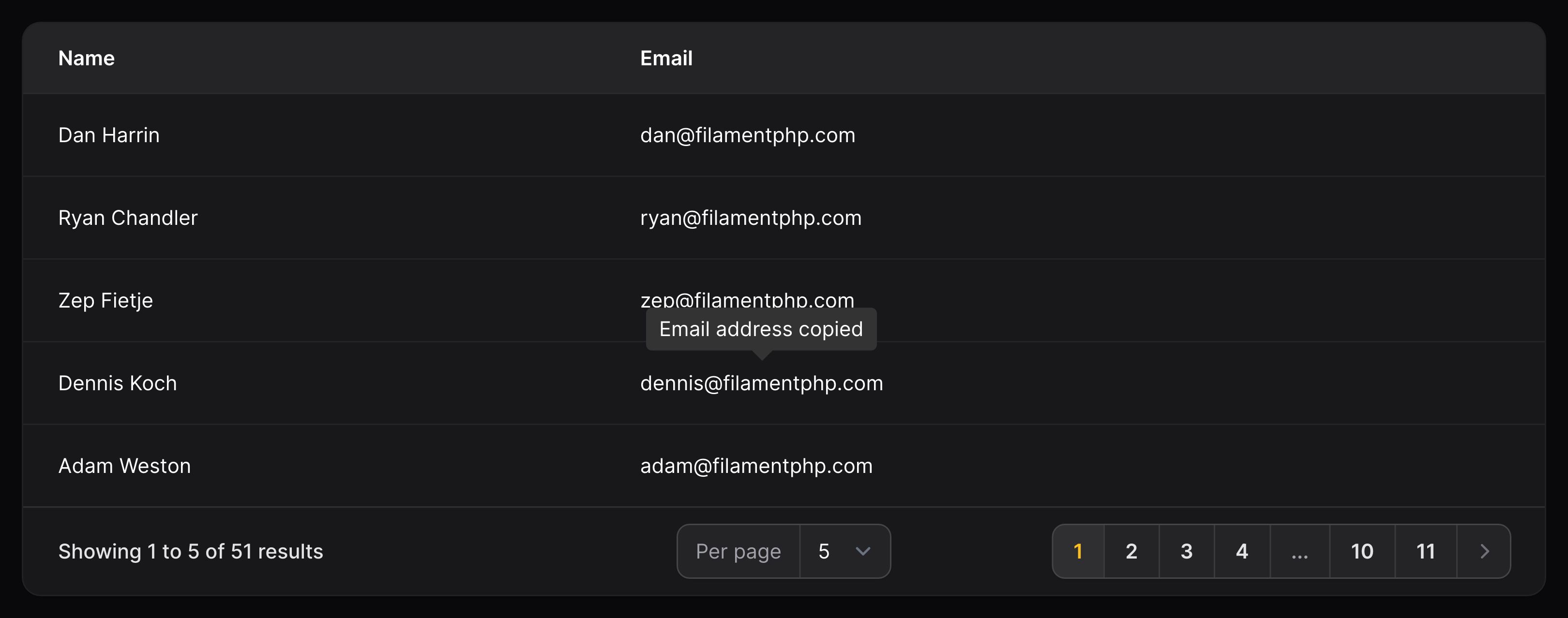 Text column with a button to copy it