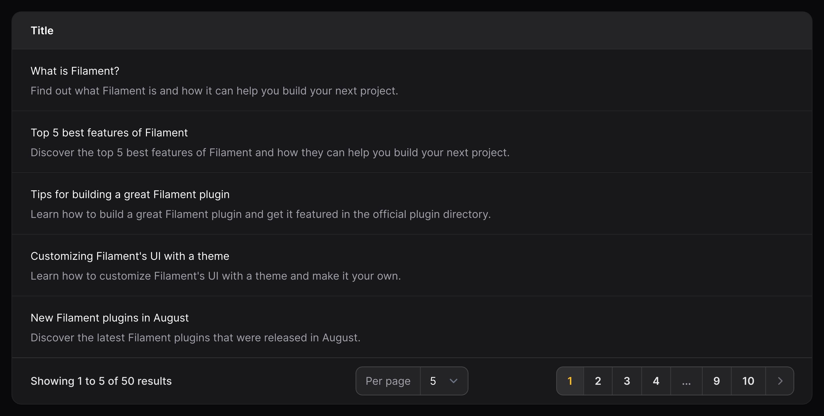 Text column with description