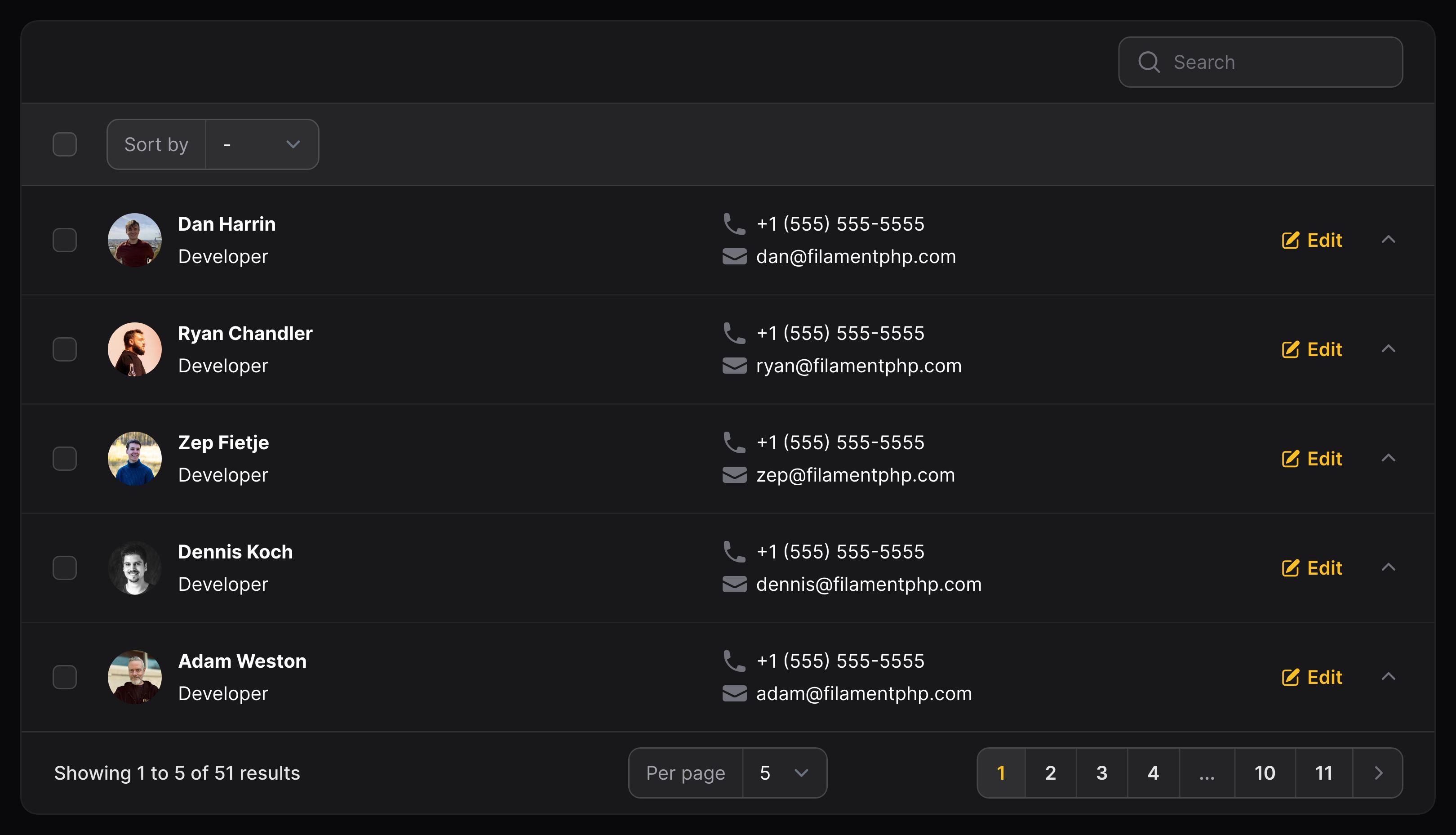 Table with responsive layout