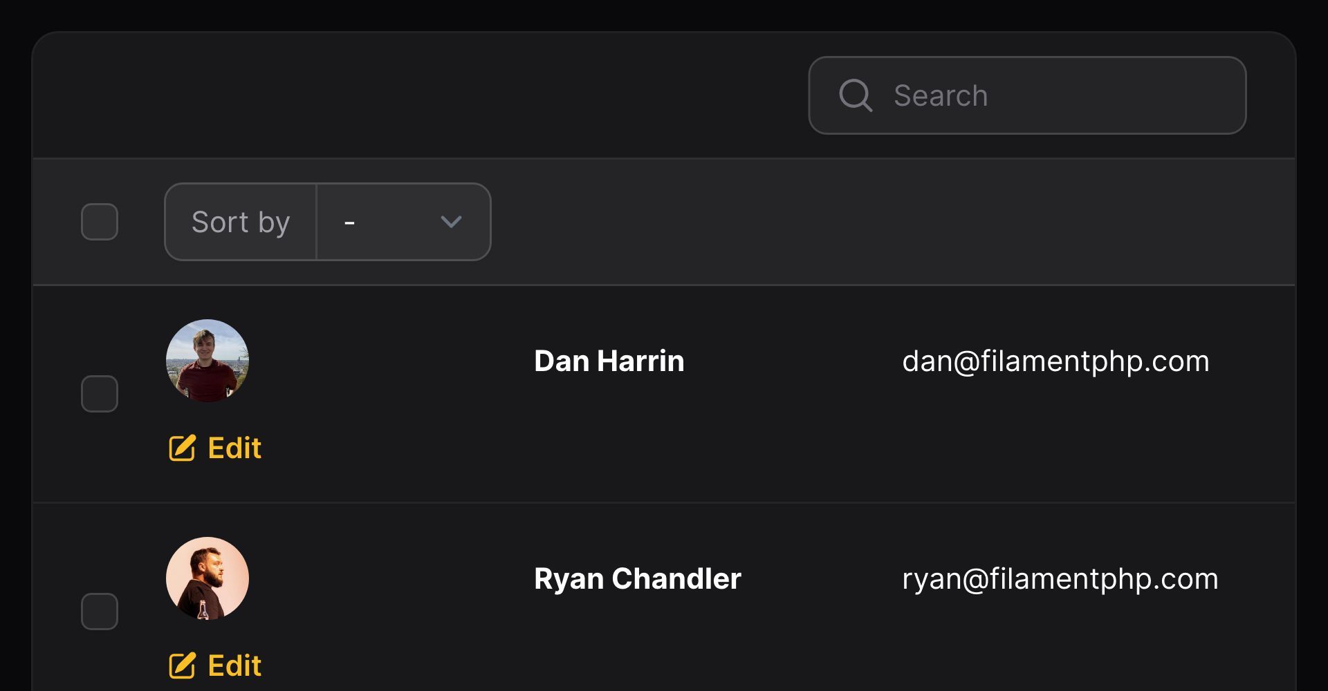 Table with a split layout on mobile