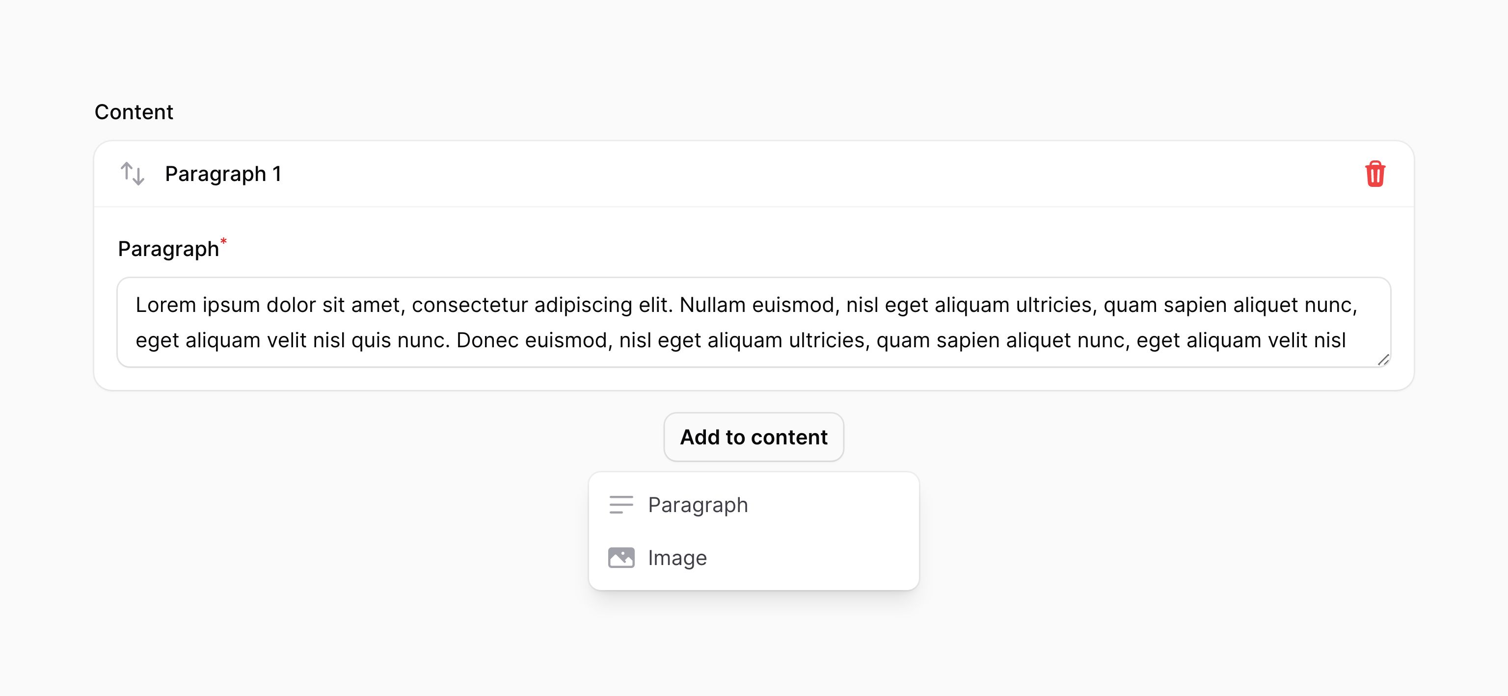 Builder with block icons in the dropdown