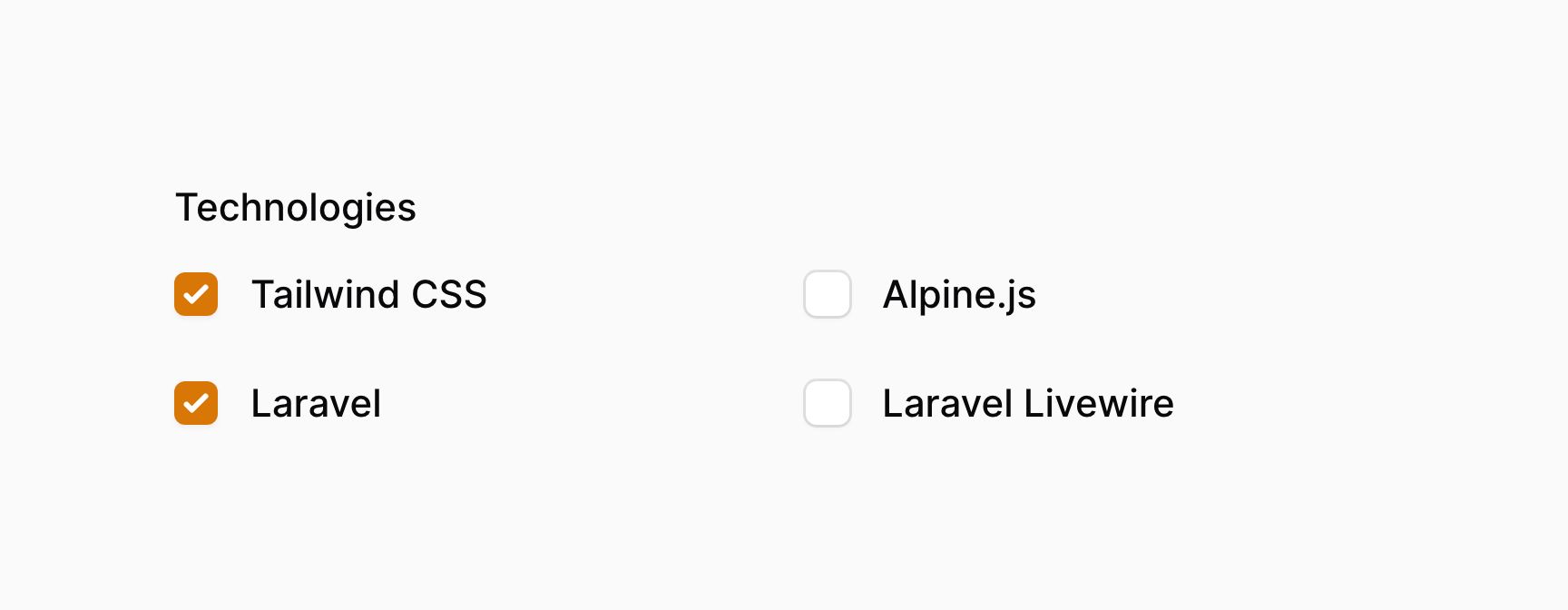 Checkbox list with 2 rows