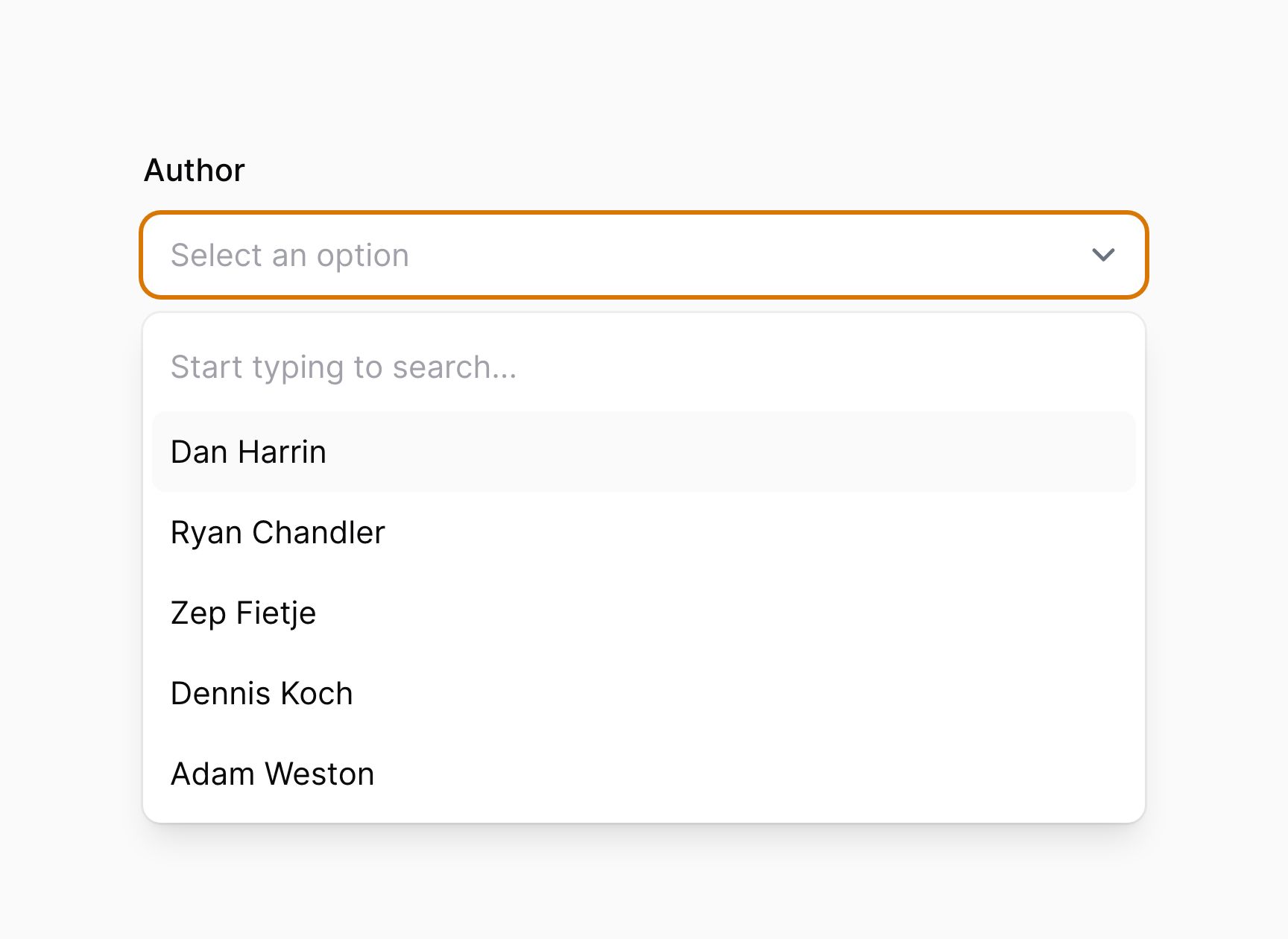 Searchable select