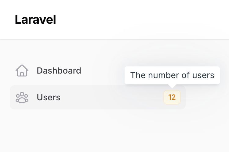 Navigation item with badge tooltip