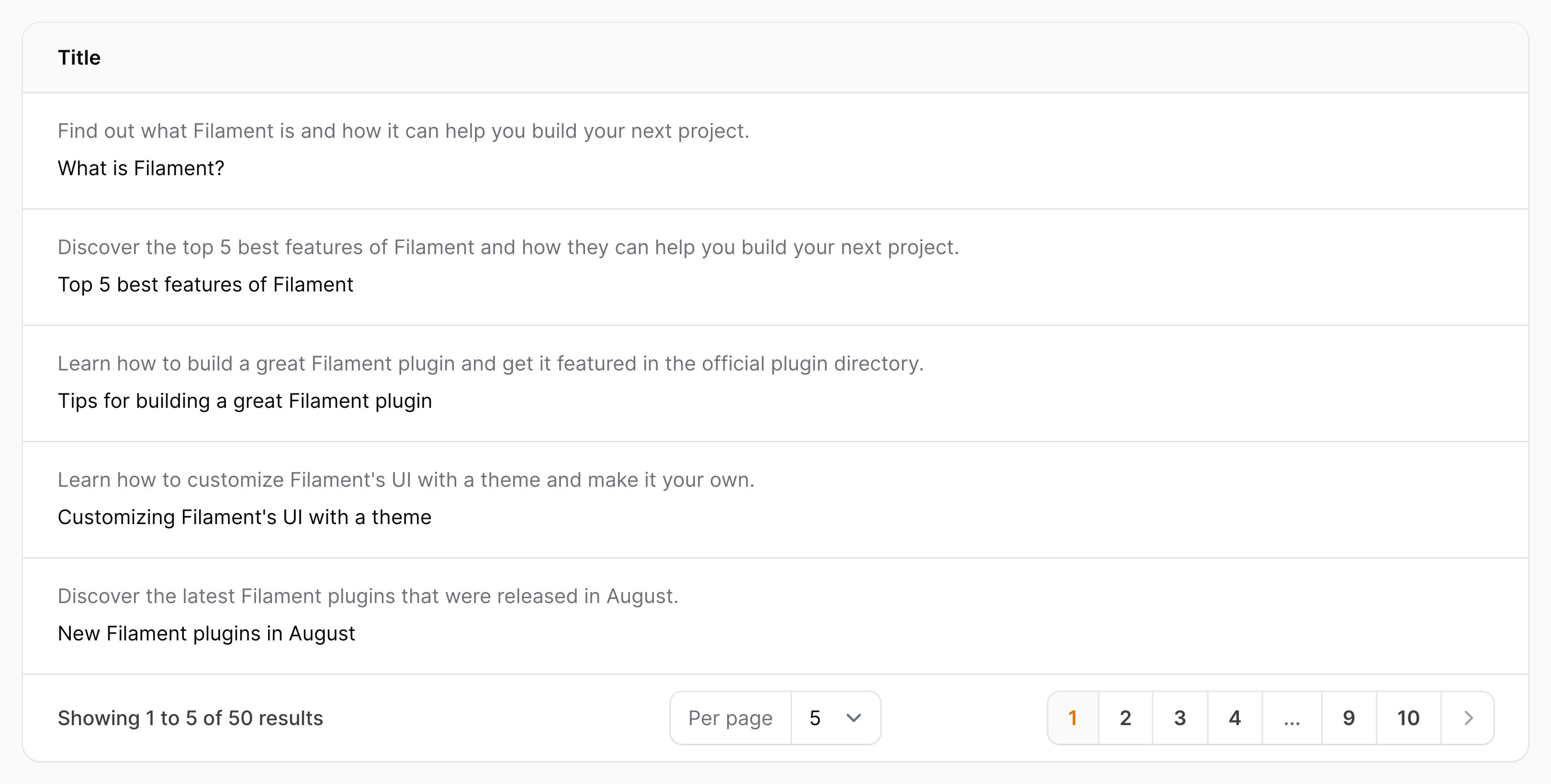 Text column with description above the content