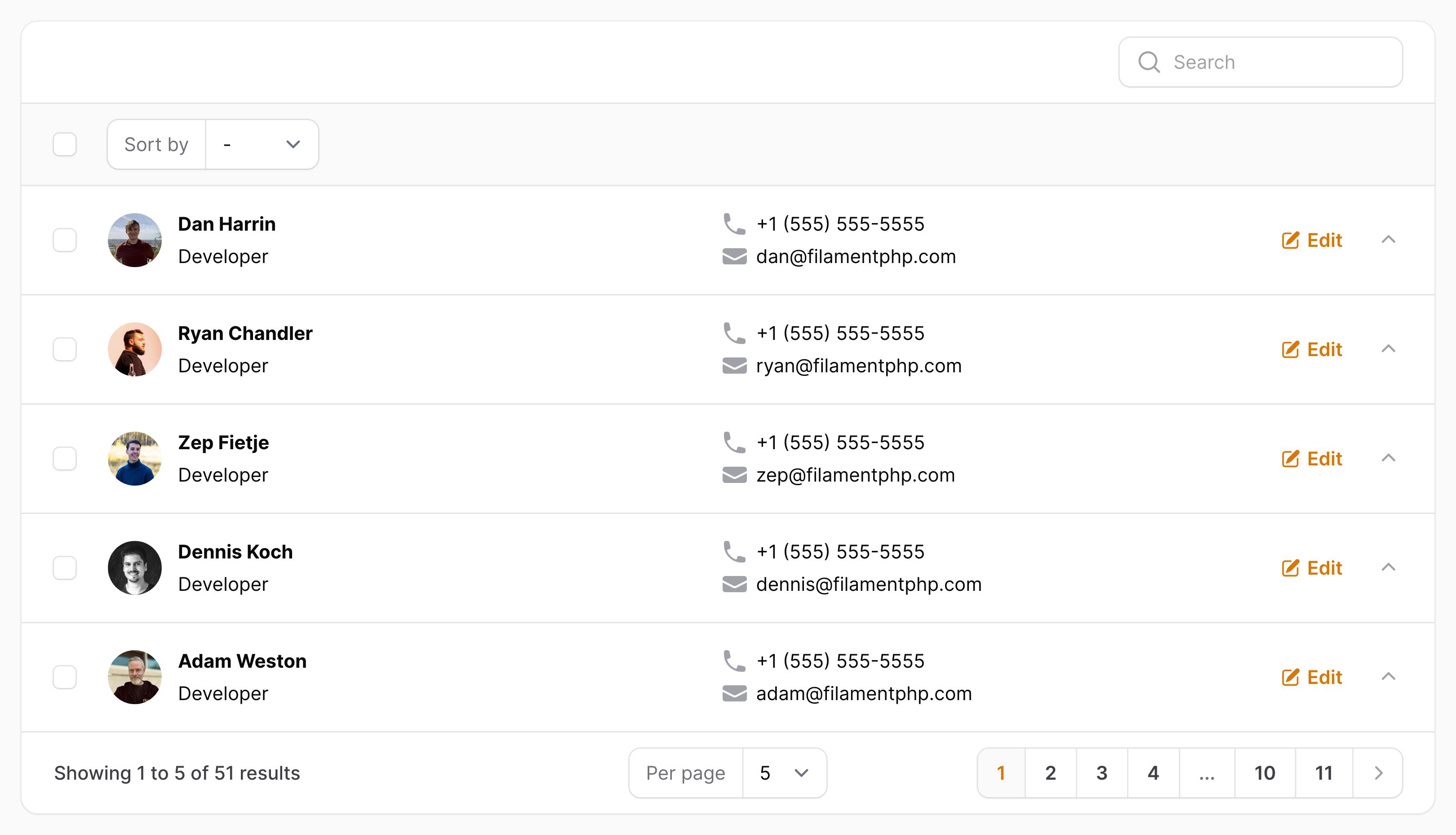 Table with responsive layout