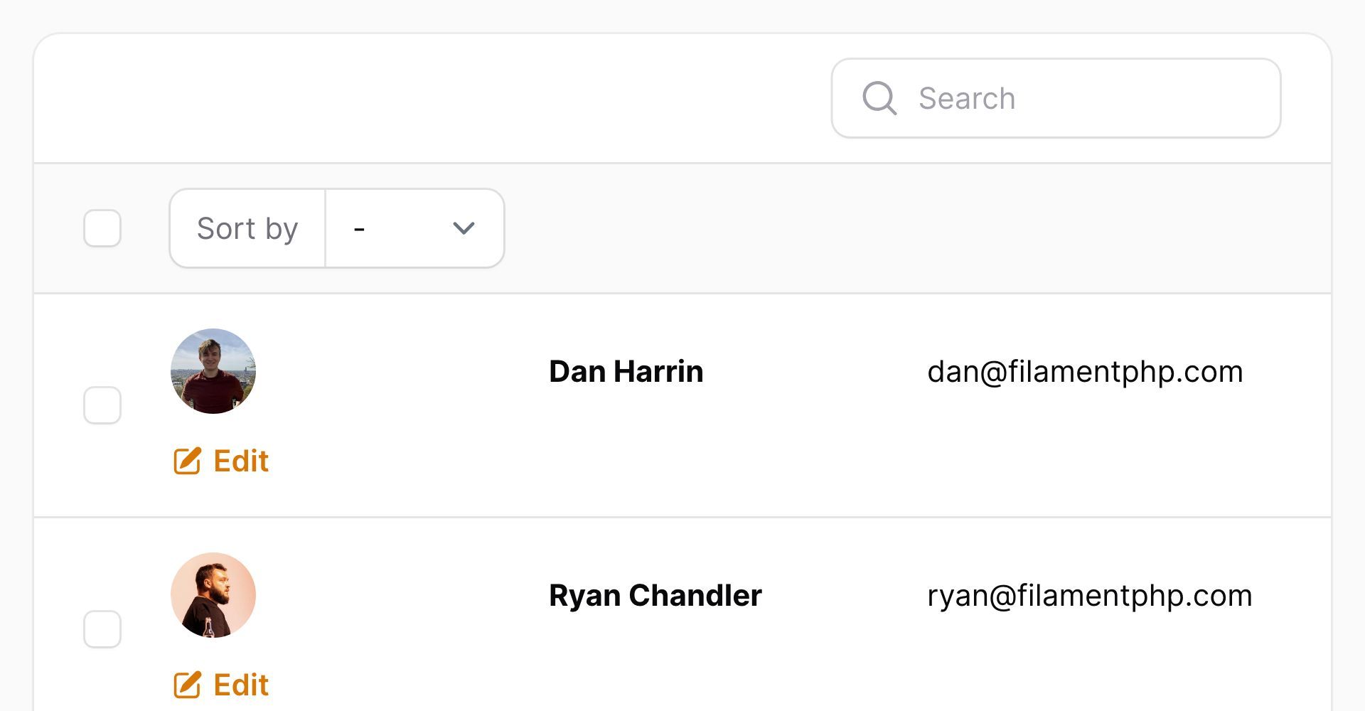 Table with a split layout on mobile