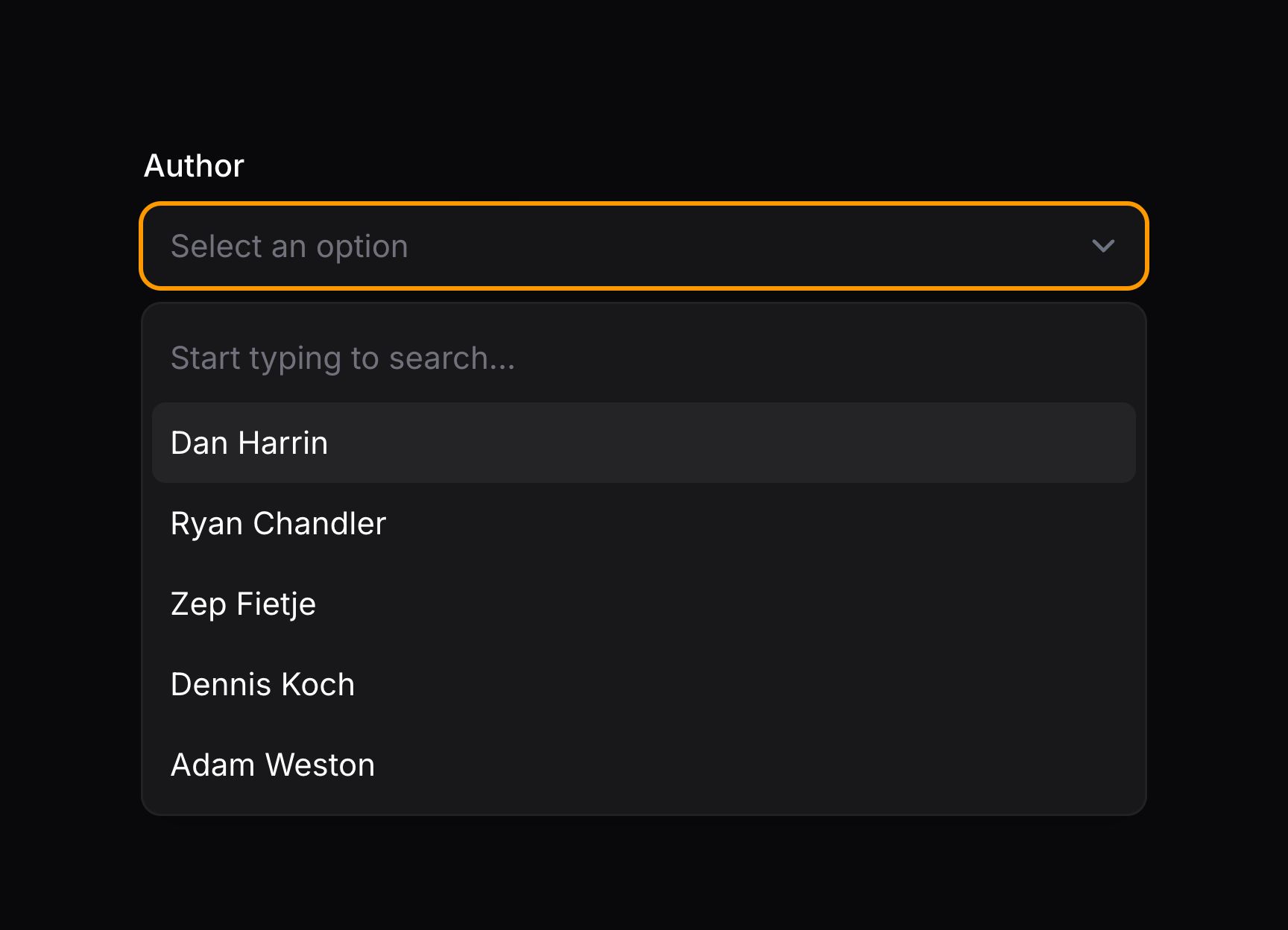 Searchable select