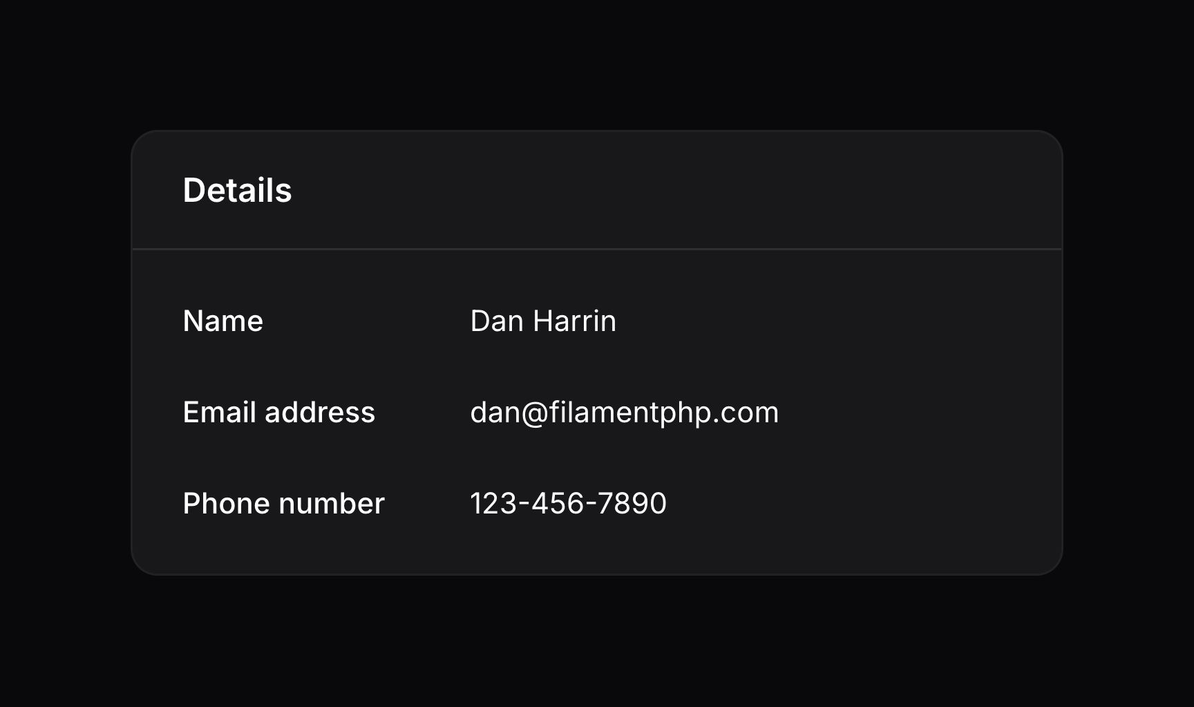 Infolist entries with inline labels in a section
