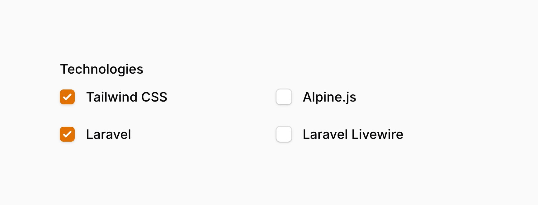 Checkbox list with 2 rows