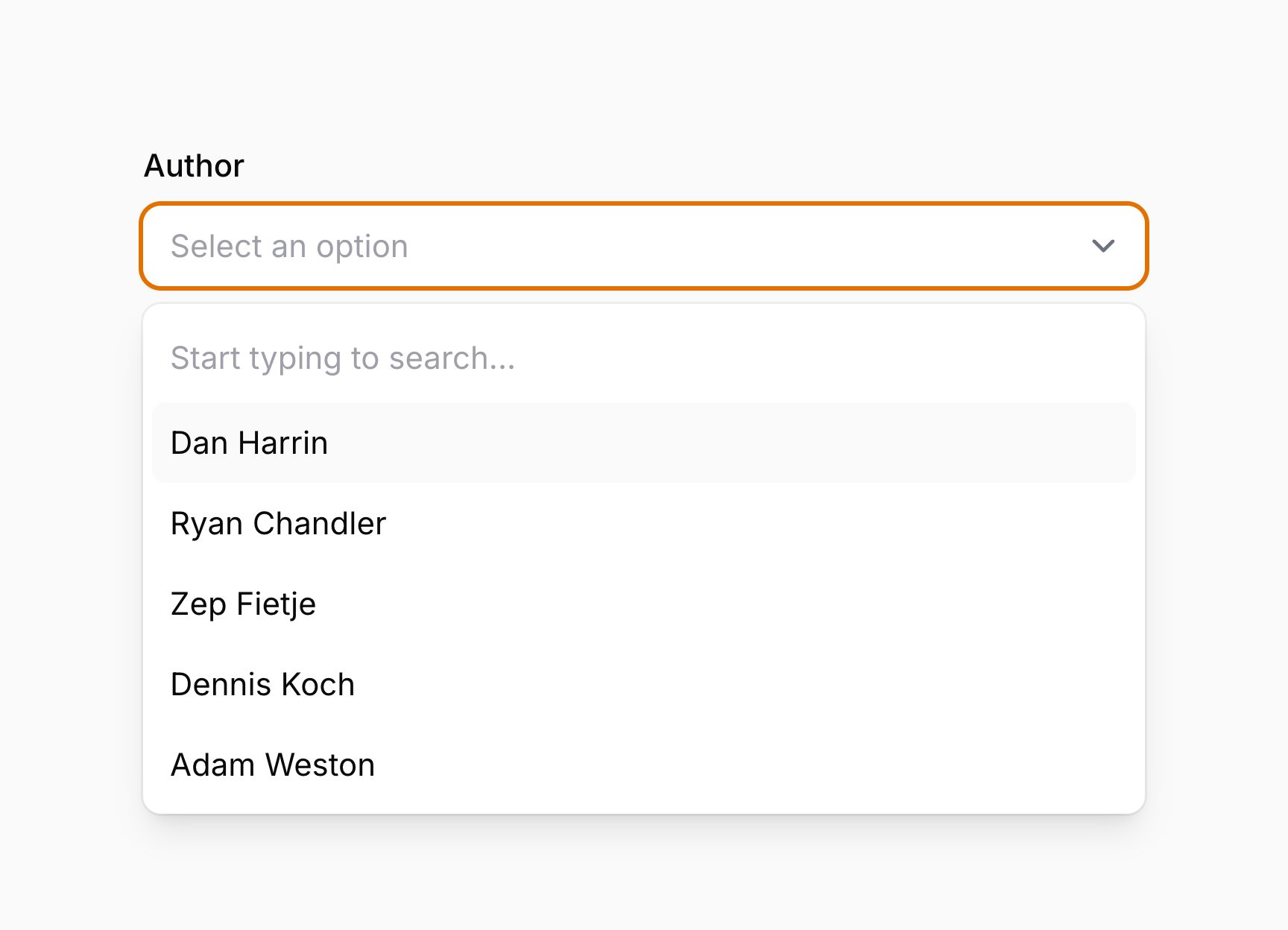 Searchable select