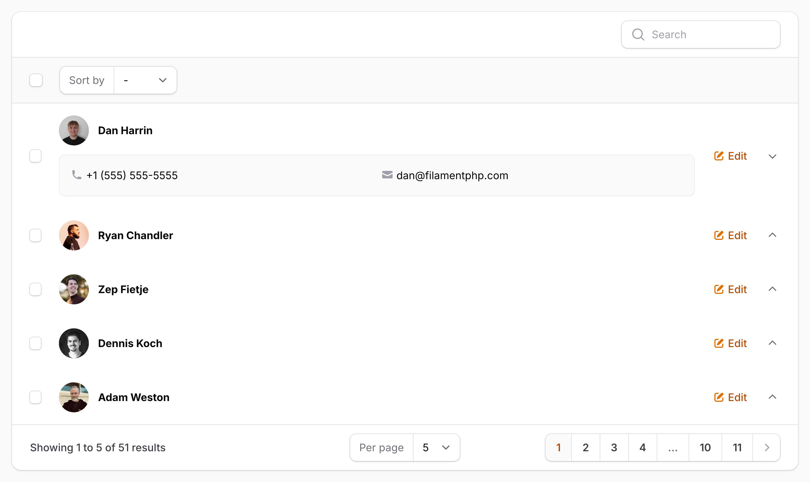 Table with collapsible content