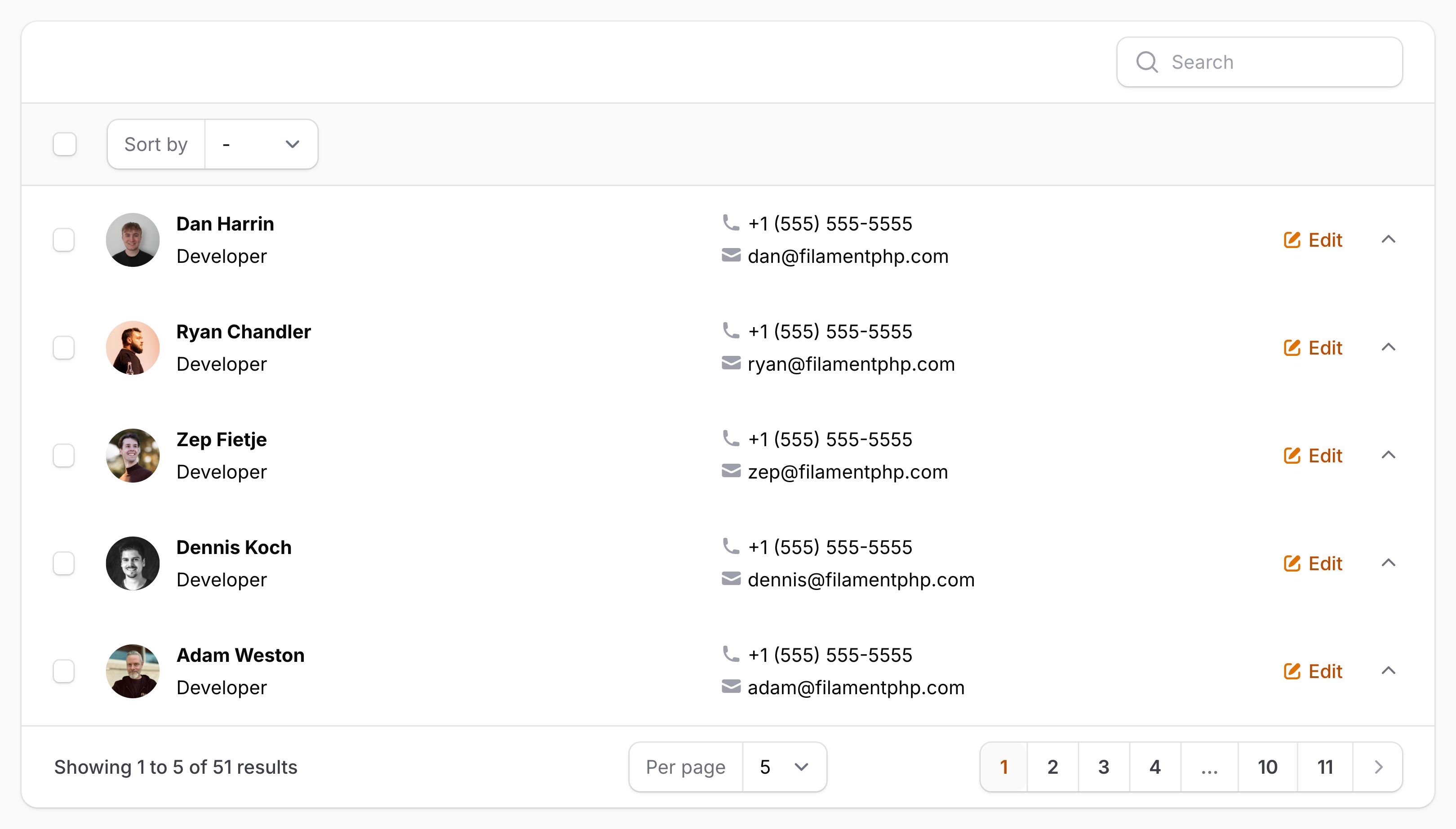 Table with responsive layout